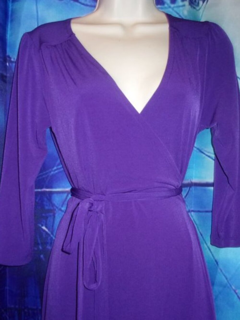 NWT "Old Navy" Lightweight Jersey Faux-Wrap DRESS 3/4 Sleeve Belt Woman M